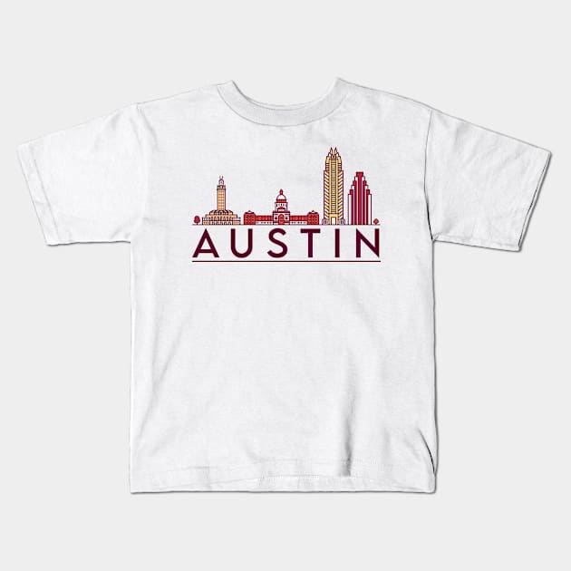 Austin cityscape Kids T-Shirt by SerenityByAlex